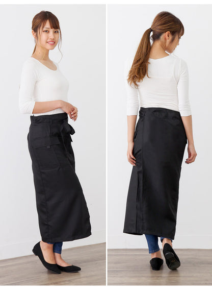 撥水ロング丈サロンエプロンエプロン無地はっ水かわいいおしゃれ保育士