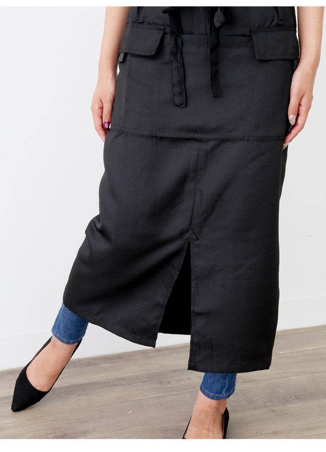 撥水ロング丈サロンエプロンエプロン無地はっ水かわいいおしゃれ保育士