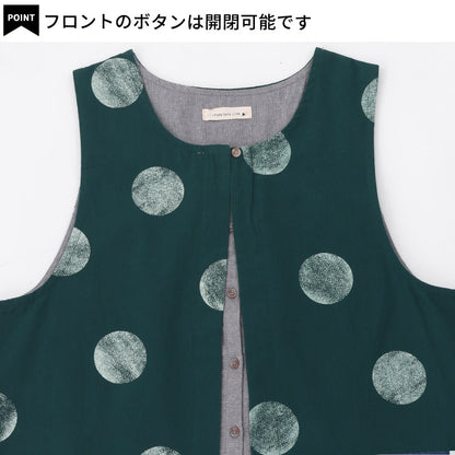 前開きレイヤード風ドット柄エプロン