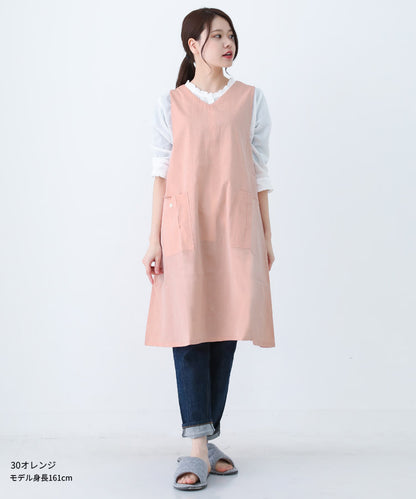 M〜Lサイズ,Vネック,ワンピース,エプロン,綿,コットン,ゆったり,シンプル,ロング,ワンピースエプロン,保育士,レディース,無地,ストライプ,ギンガムチェック,かぶり,ギフト,おしゃれ,かわいい,母の日,ギフト,プレゼント