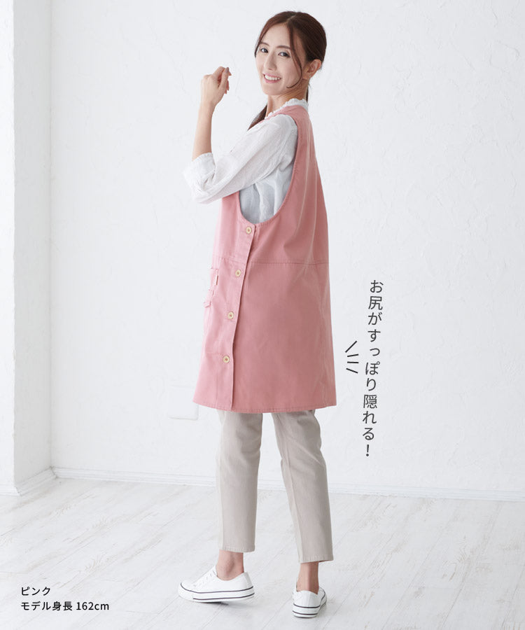 M〜3Lサイズ撥水エプロンお尻が隠れるワンピース