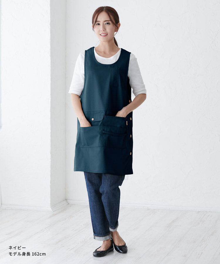 M〜3Lサイズ撥水エプロンお尻が隠れるワンピース