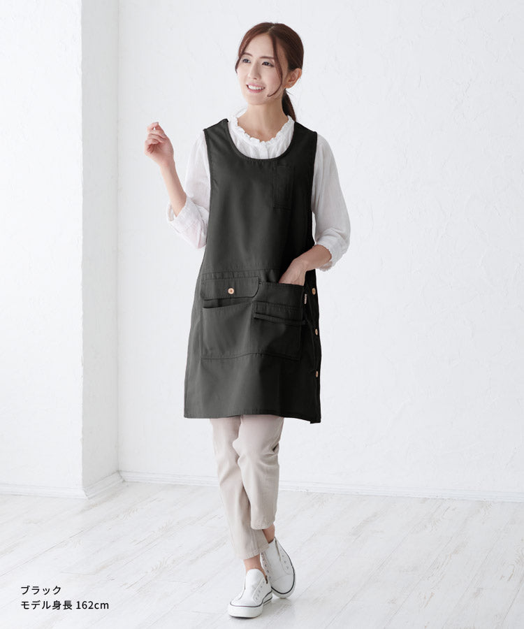 M〜3Lサイズ撥水エプロンお尻が隠れるワンピース