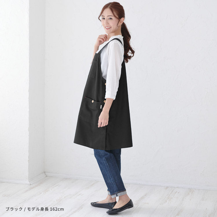 お尻が隠れるスクエアネックエプロン