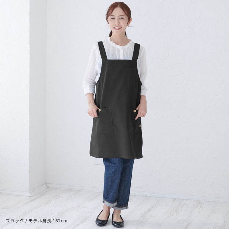 お尻が隠れるスクエアネックエプロン