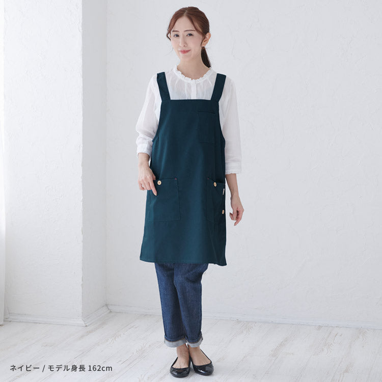 お尻が隠れるスクエアネックエプロン