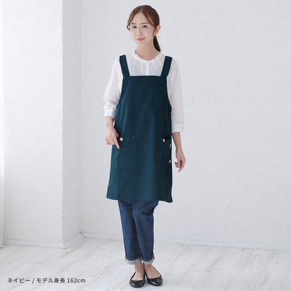お尻が隠れるスクエアネックエプロン