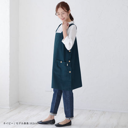 お尻が隠れるスクエアネックエプロン