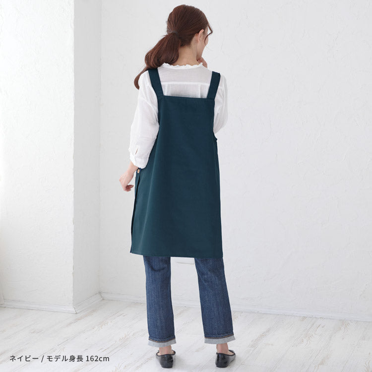 お尻が隠れるスクエアネックエプロン