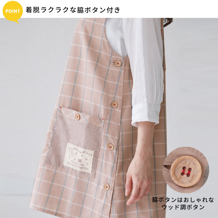 M〜3Lサイズネコ柄エプロンワンピースエプロン