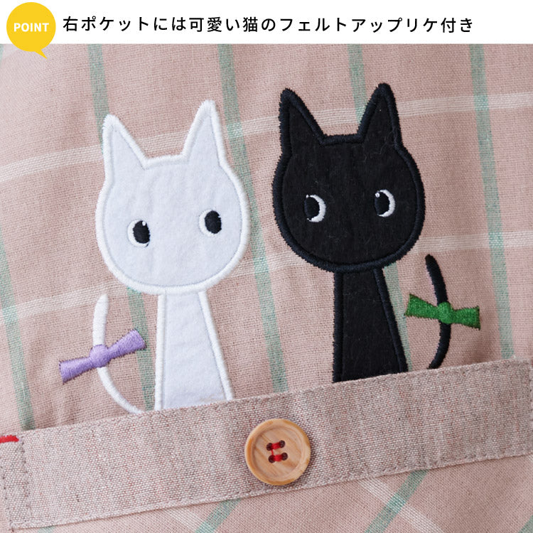 M〜3Lサイズネコ柄エプロンワンピースエプロン
