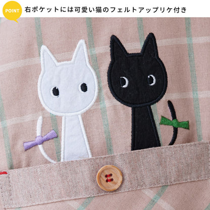 M〜3Lサイズネコ柄エプロンワンピースエプロン