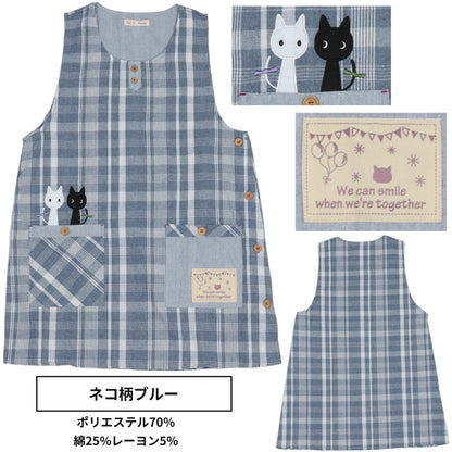 M〜3Lサイズネコ柄エプロンワンピースエプロン