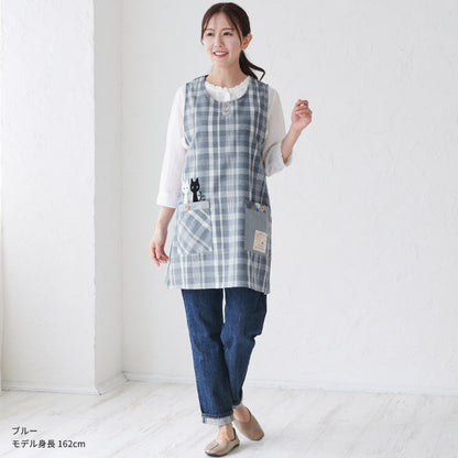 M〜3Lサイズネコ柄エプロンワンピースエプロン